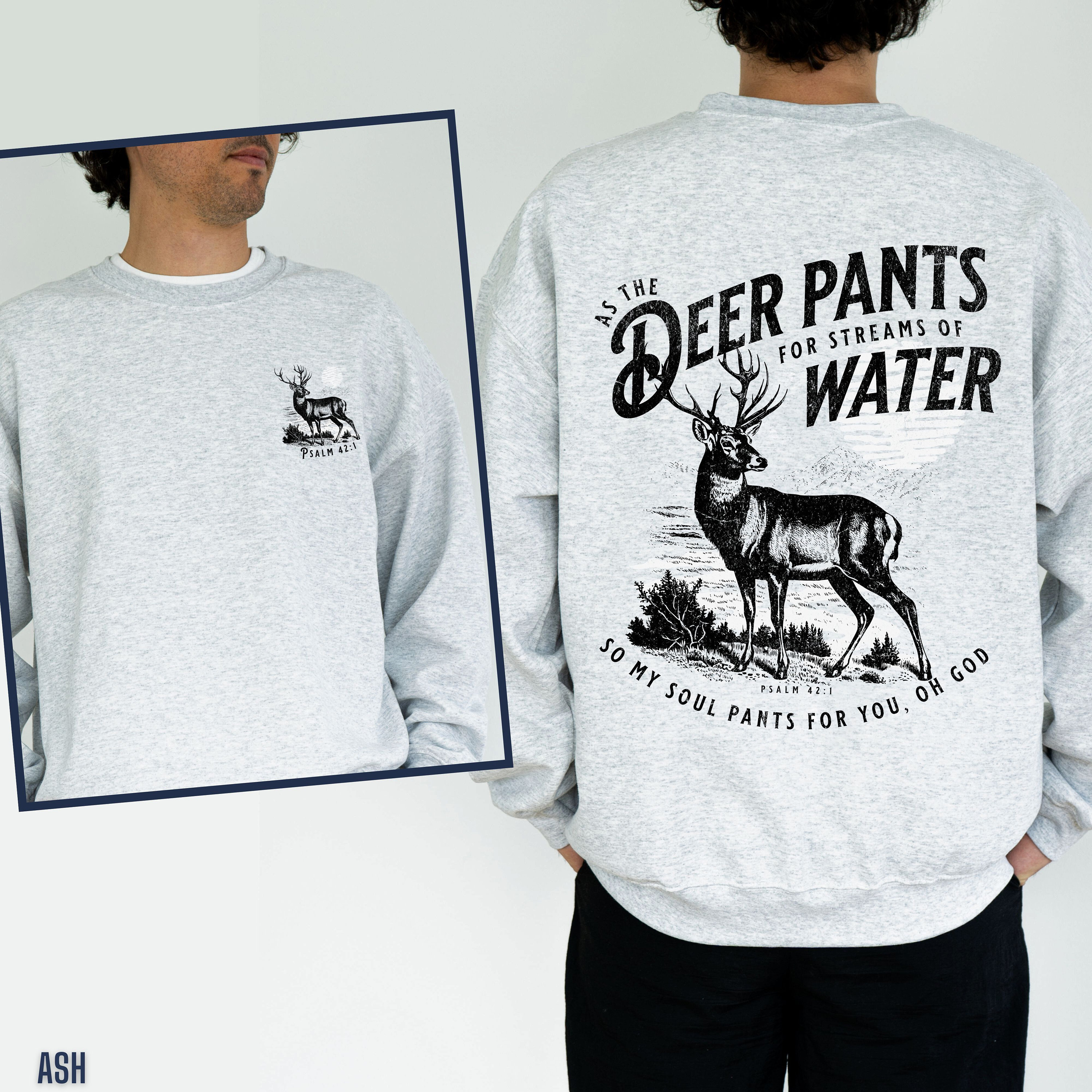 Men’s Deer Hunter Bible Verse Christian Sweatshirt view 3
