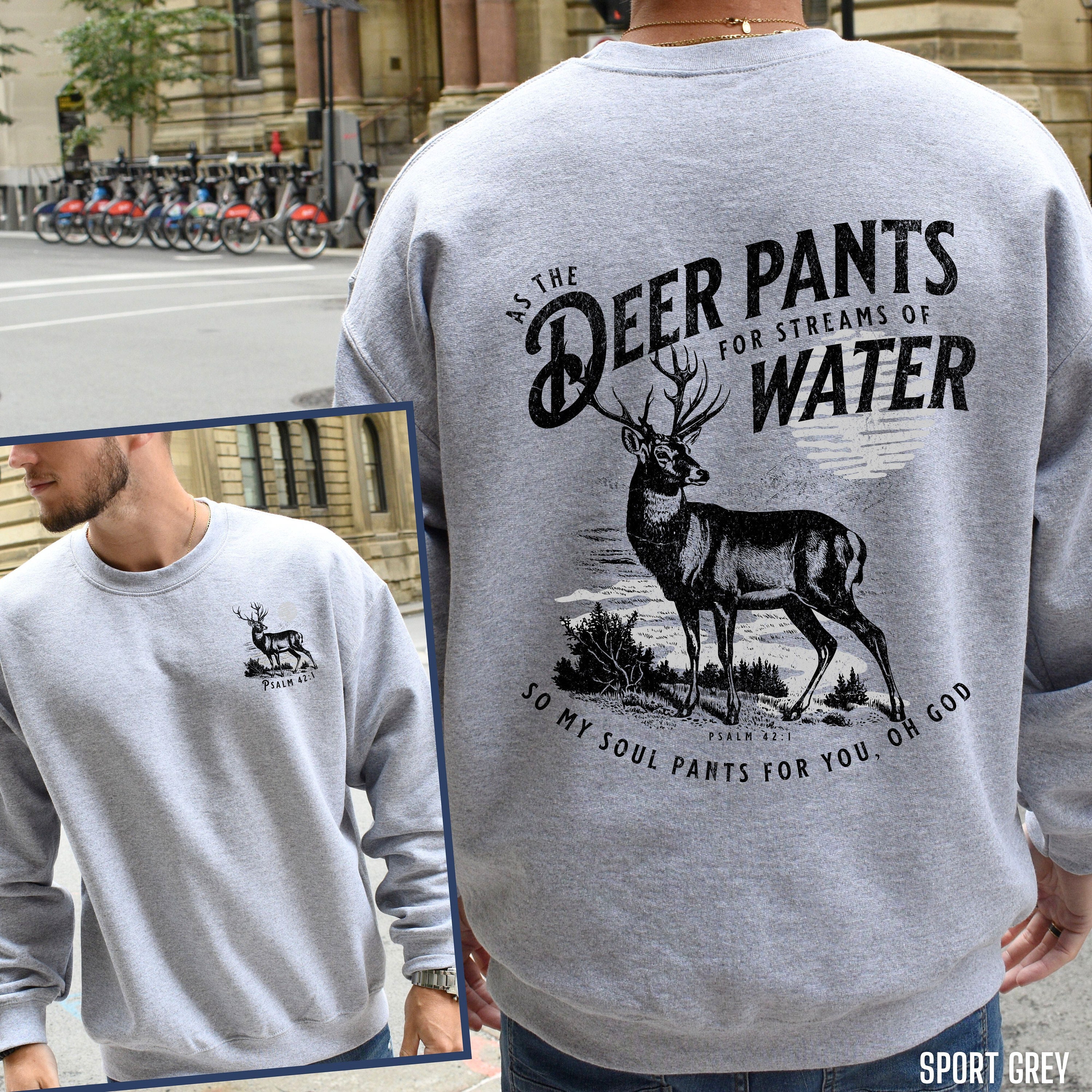 Men’s Deer Hunter Bible Verse Christian Sweatshirt view 1