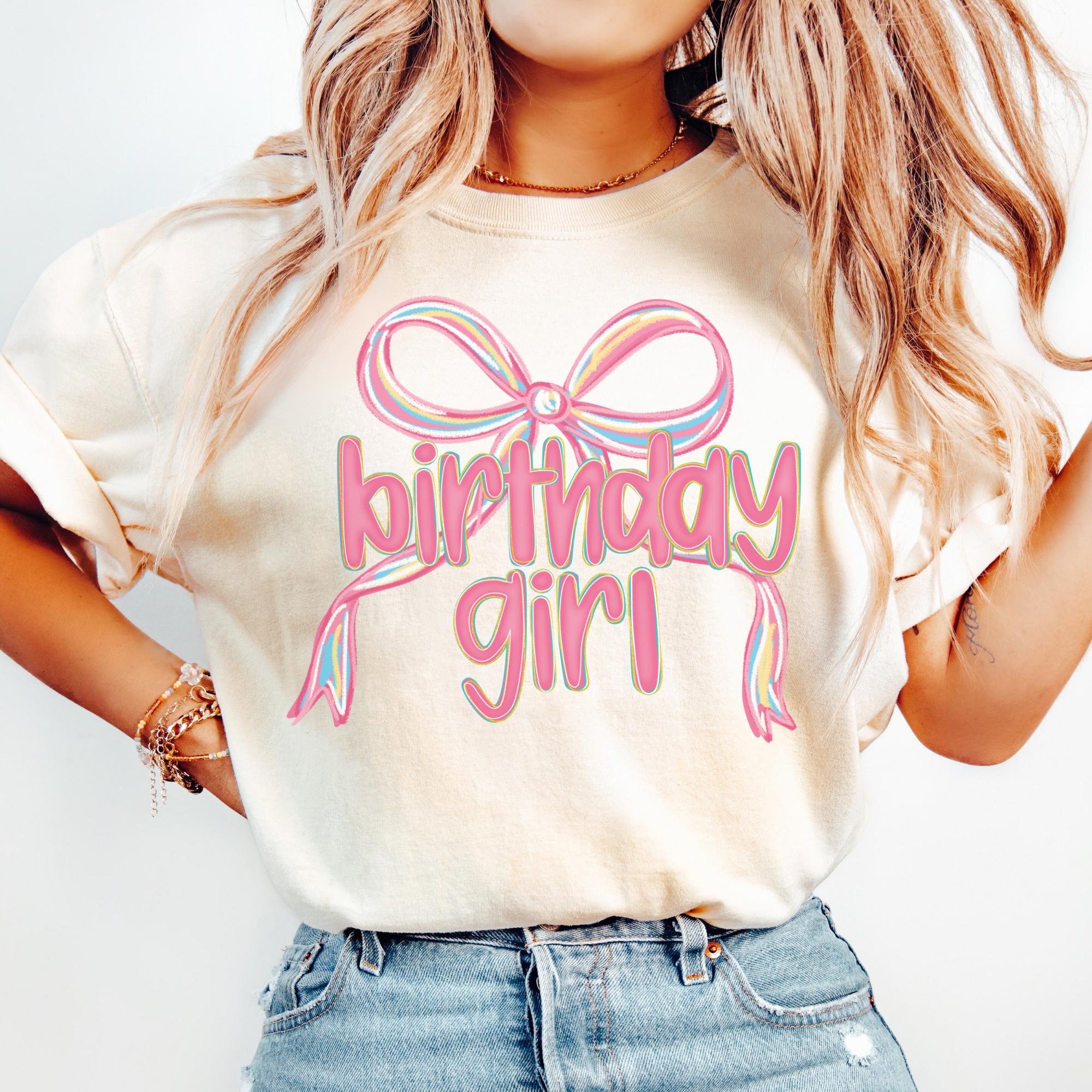 Preppy Bow Coquette Birthday Girl Party Shirt