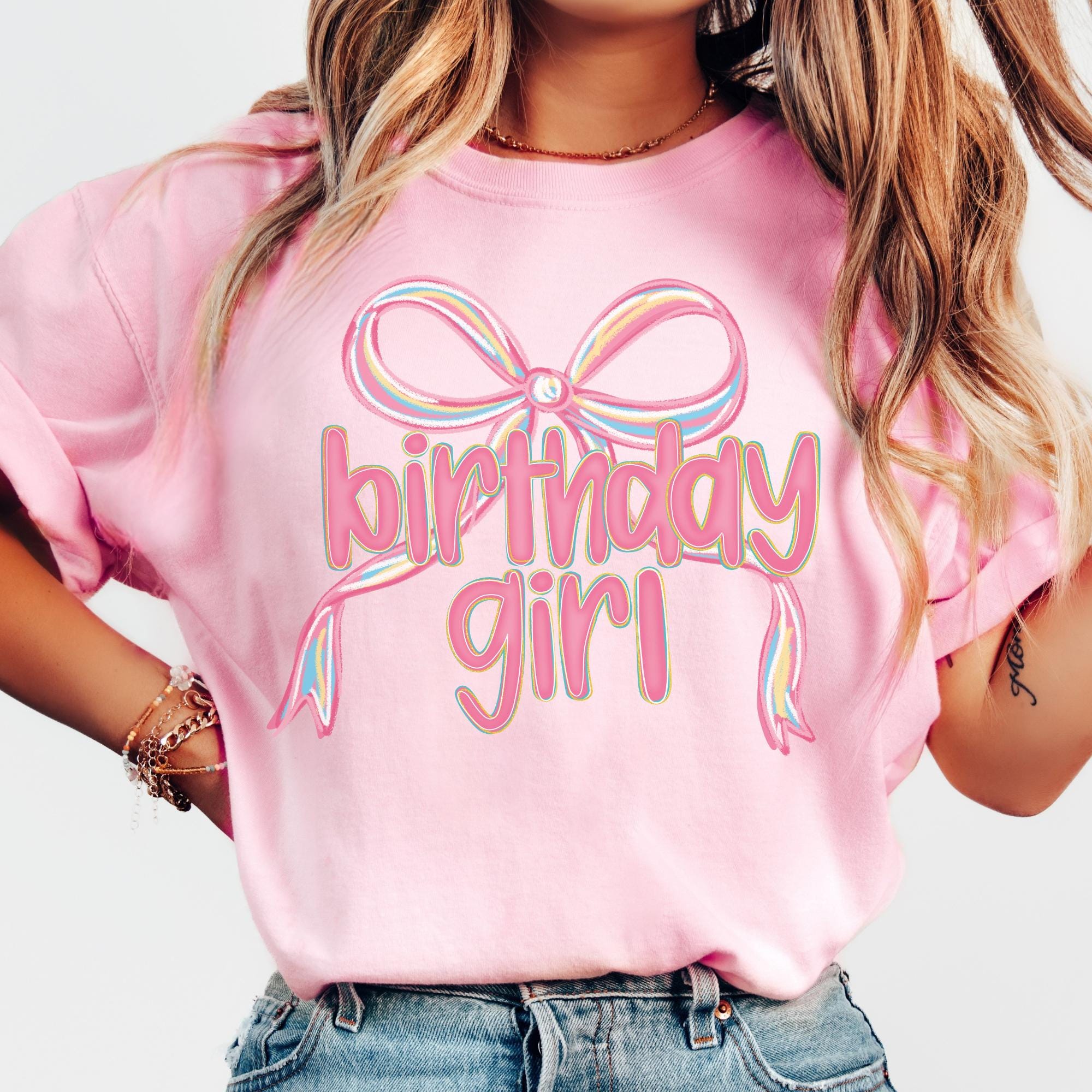 Preppy Bow Coquette Birthday Girl Party Shirt view 4