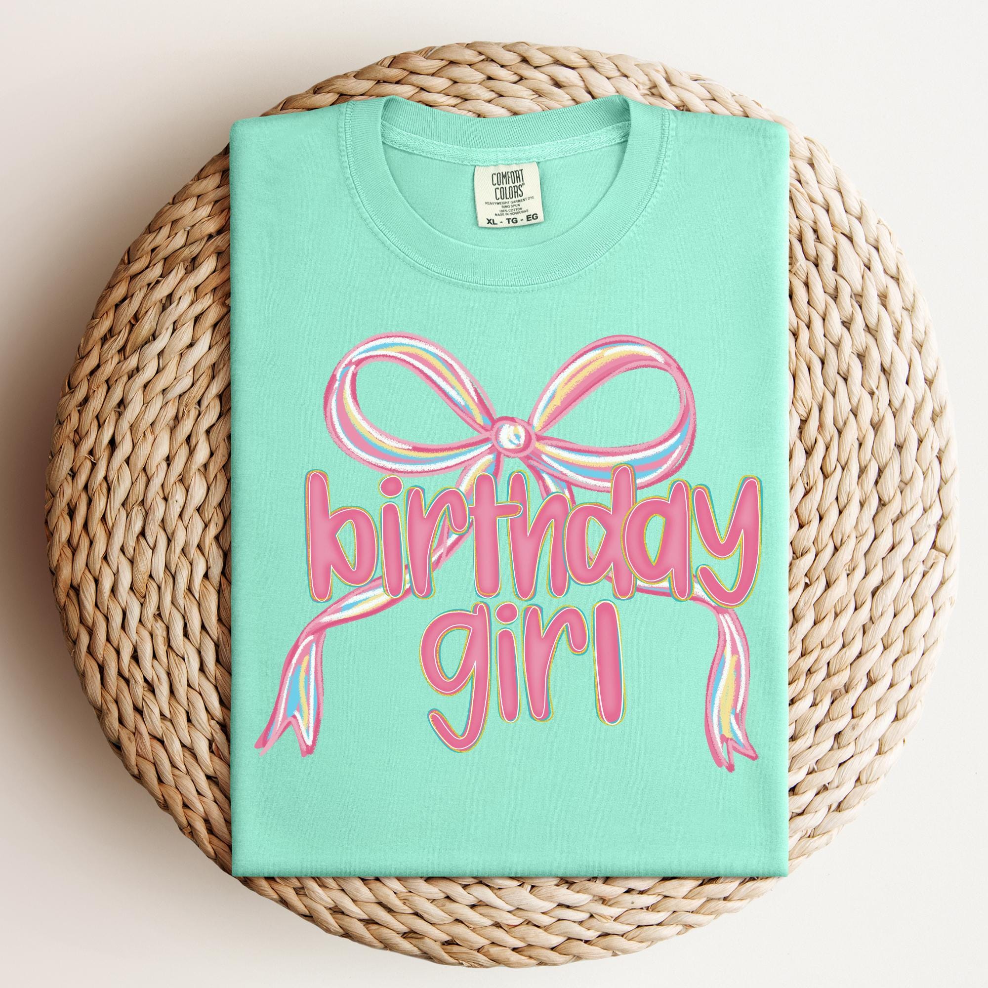 Preppy Bow Coquette Birthday Girl Party Shirt view 6