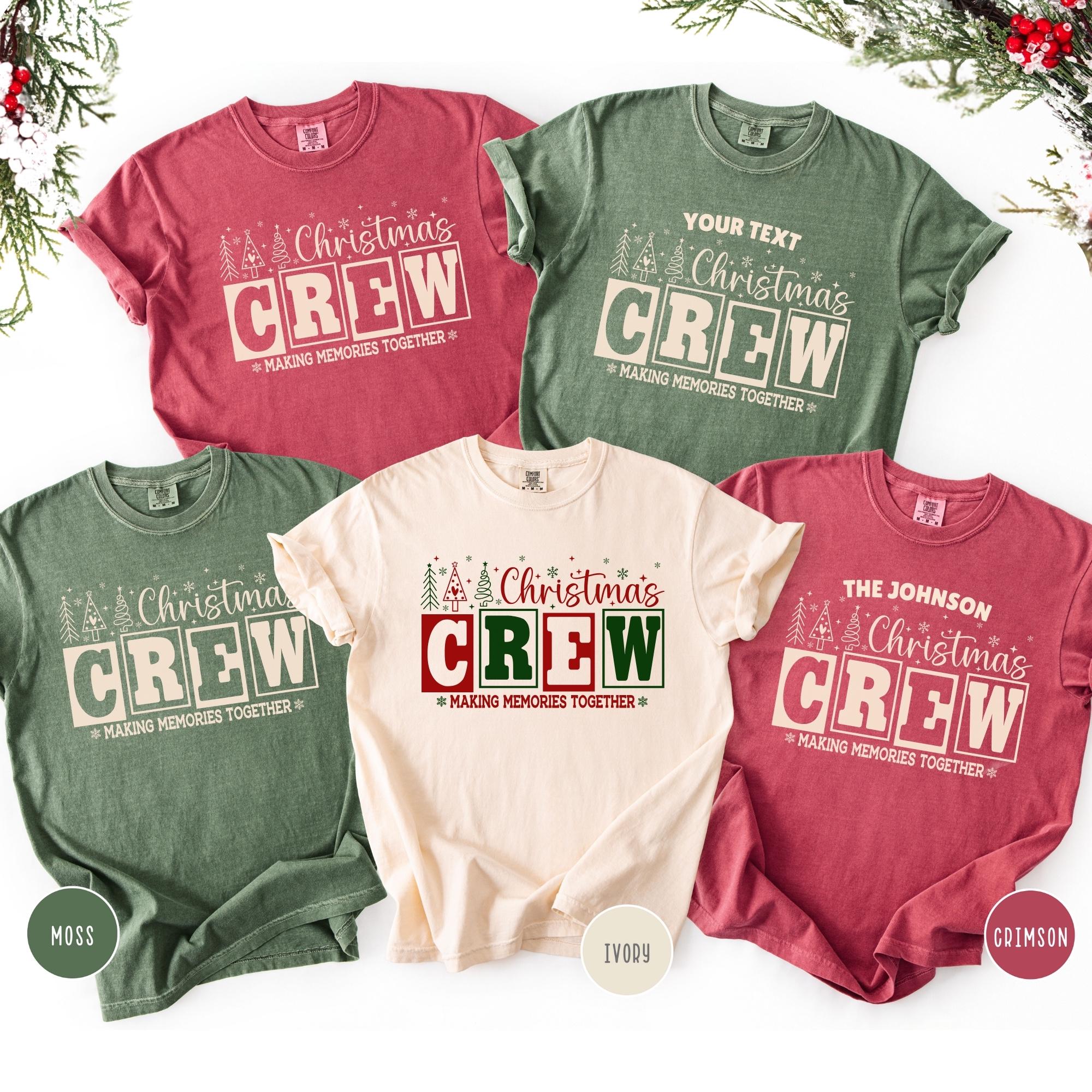 Personalized Christmas Crew Shirts, Retro Matching Family Comfort Colors® Holiday Tee
