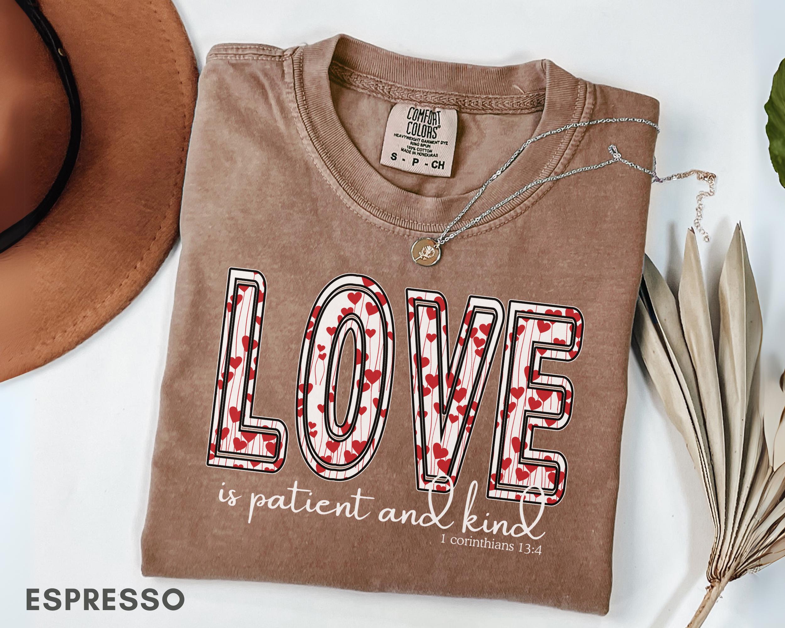 Love Is Patient And Kind Bible Verse Coquette Bow T-Shirt view 3