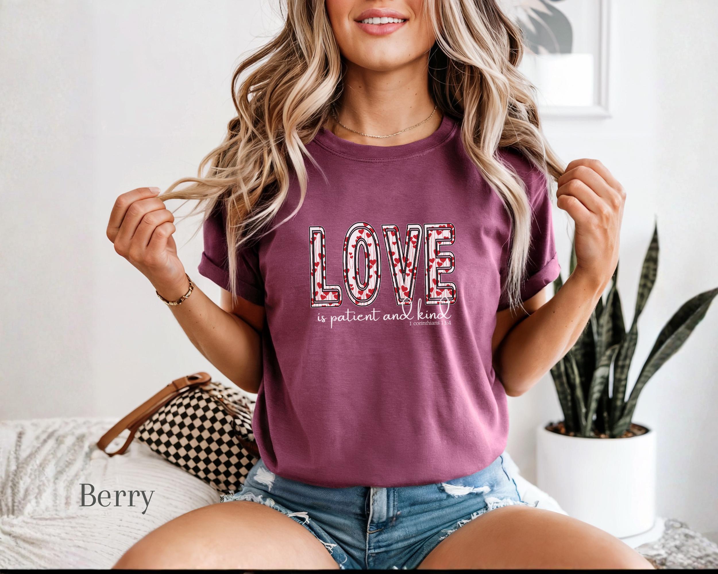 Love Is Patient And Kind Bible Verse Coquette Bow T-Shirt view 4