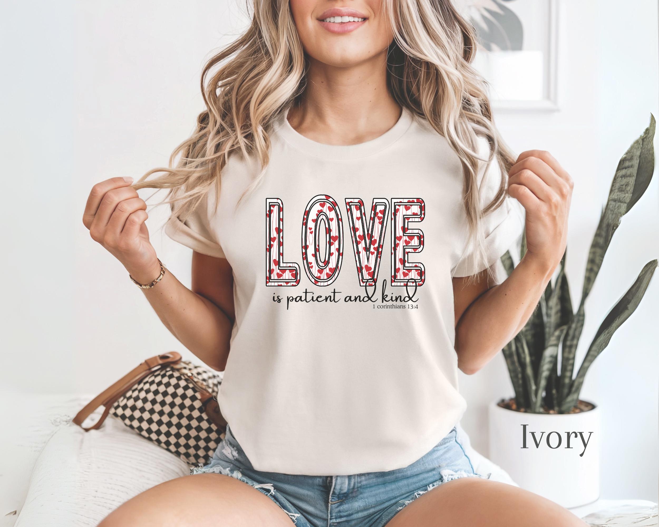 Love Is Patient And Kind Bible Verse Coquette Bow T-Shirt view 6