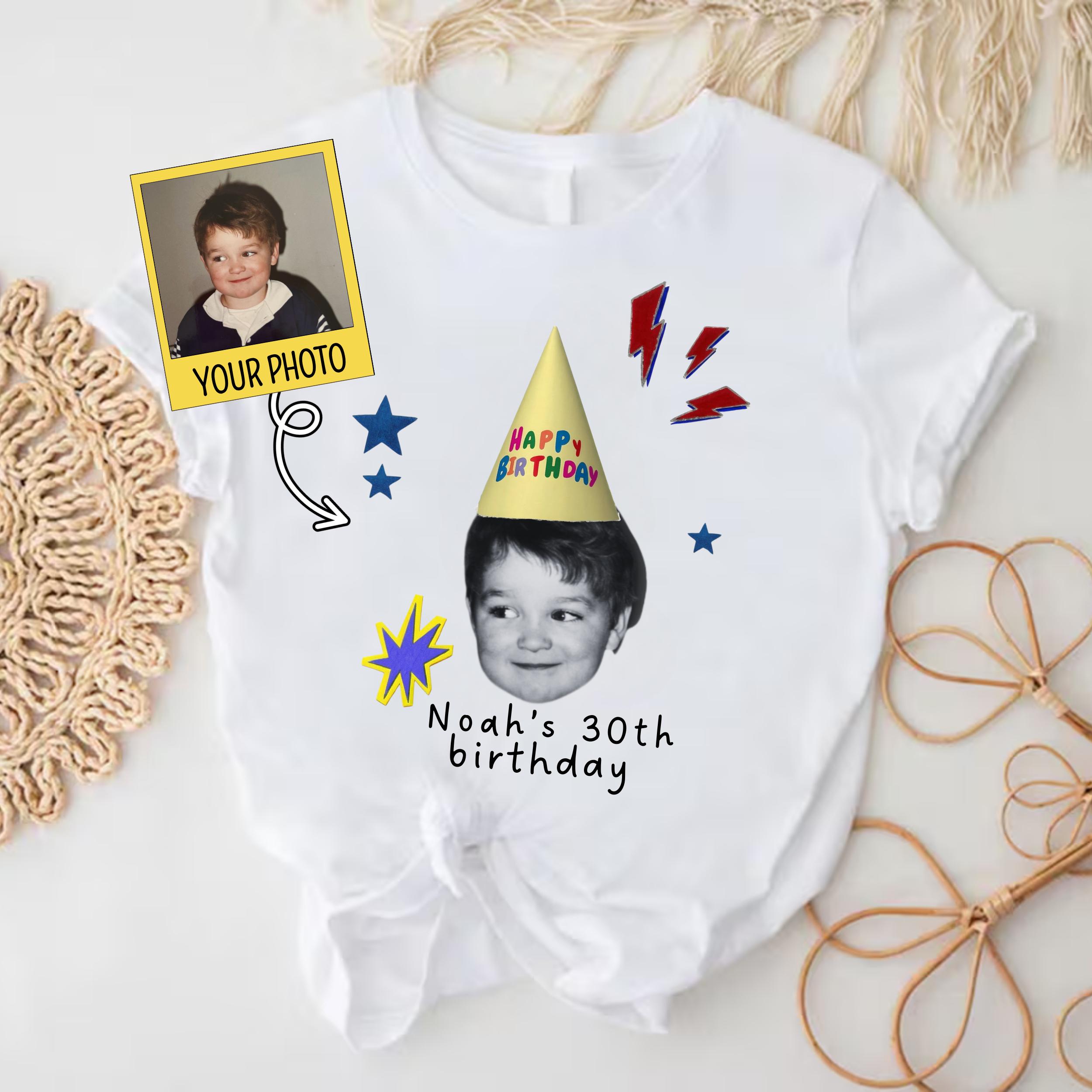 Custom Vintage Face Retro Birthday T-Shirt view 6