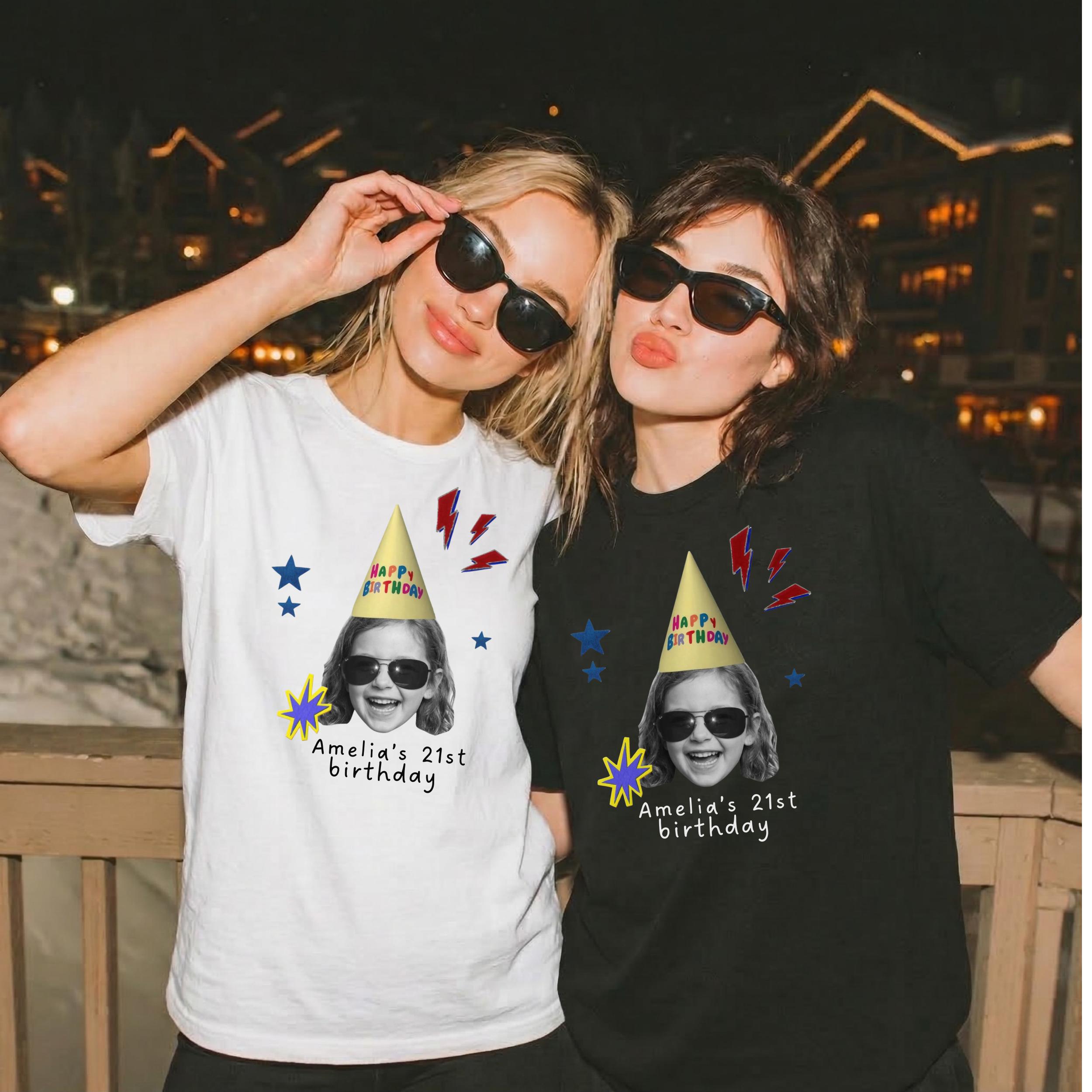 Custom Vintage Face Retro Birthday T-Shirt view 3