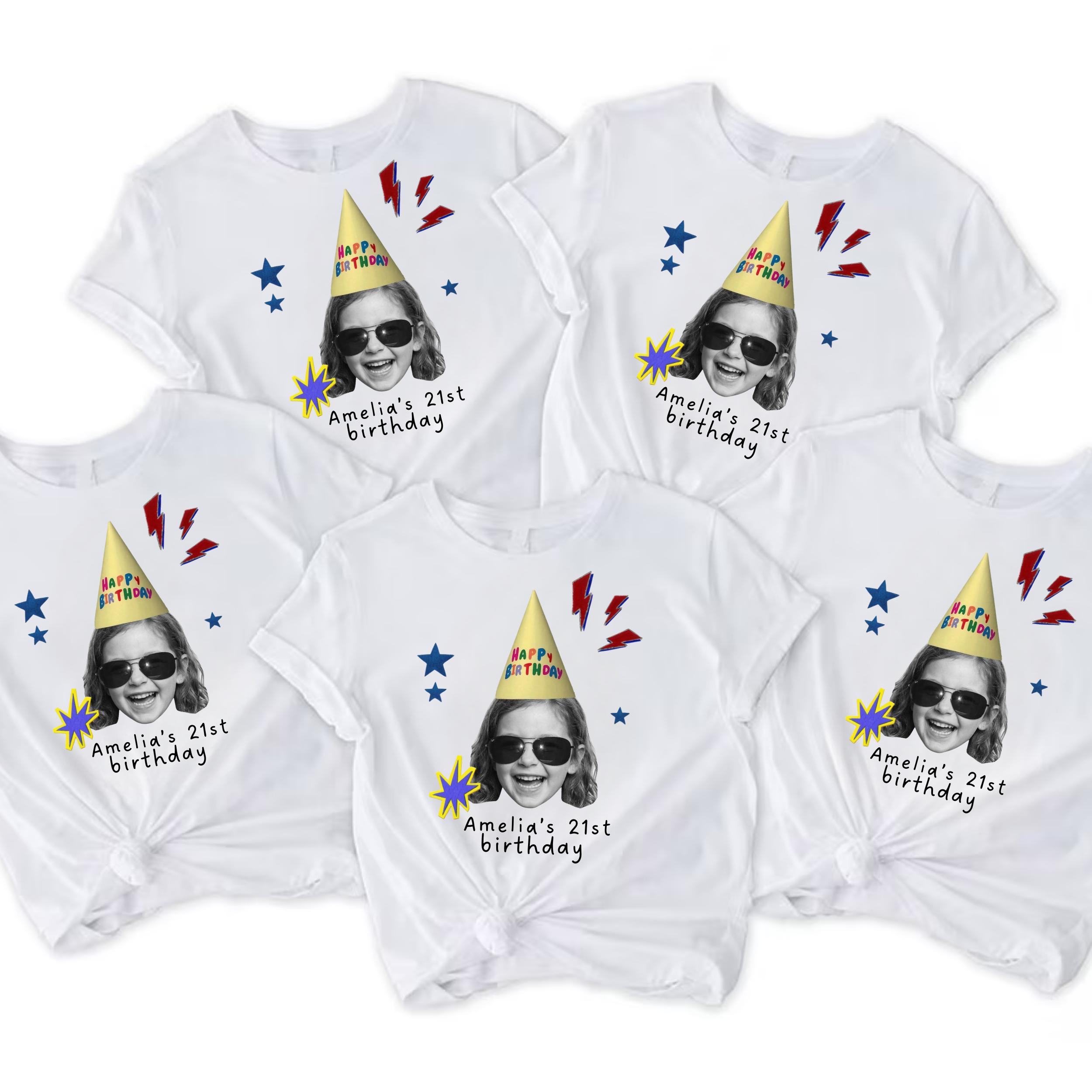 Custom Vintage Face Retro Birthday T-Shirt view 5