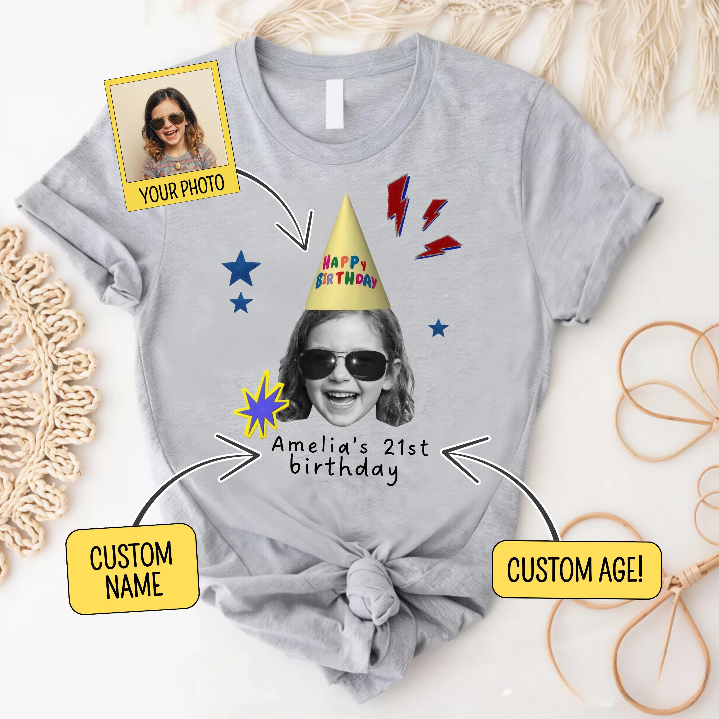 Custom Vintage Face Retro Birthday T-Shirt view 1