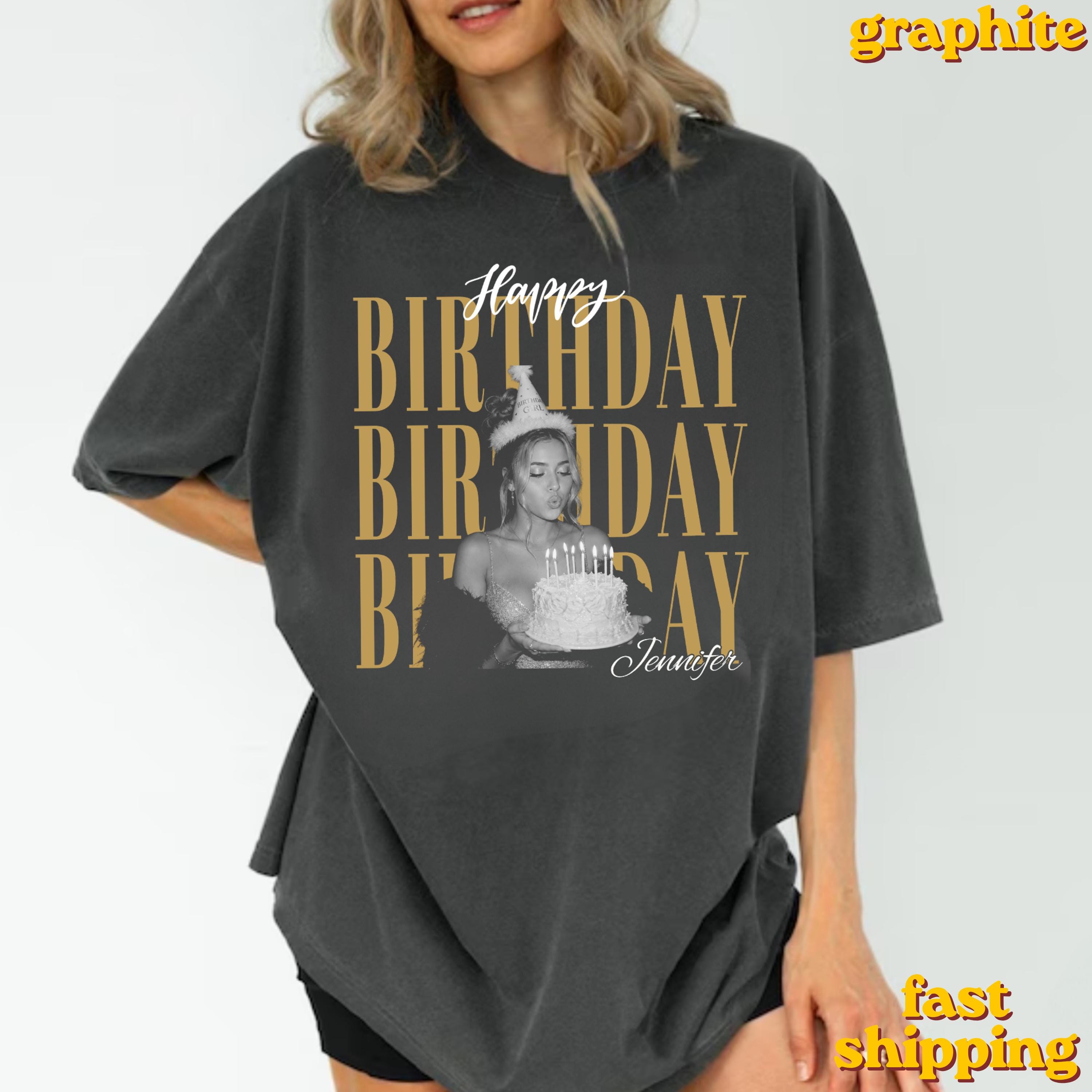 Custom Photo Birthday Matching Crew T-Shirt view 3