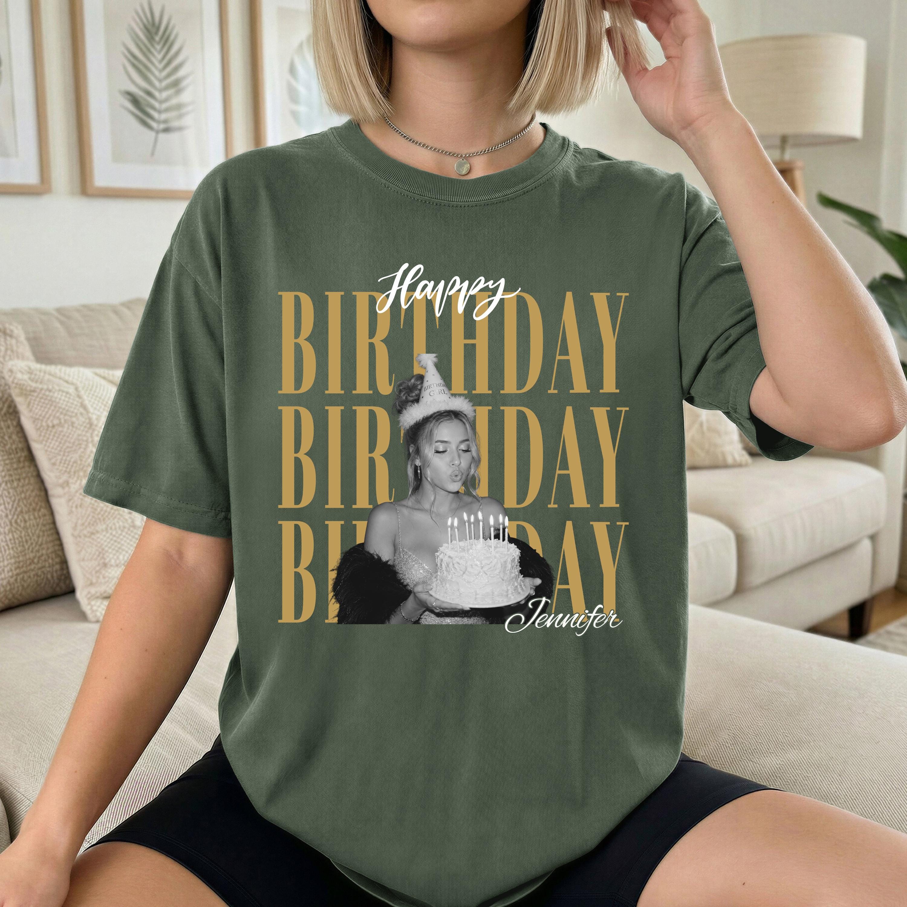 Custom Photo Birthday Matching Crew T-Shirt view 5
