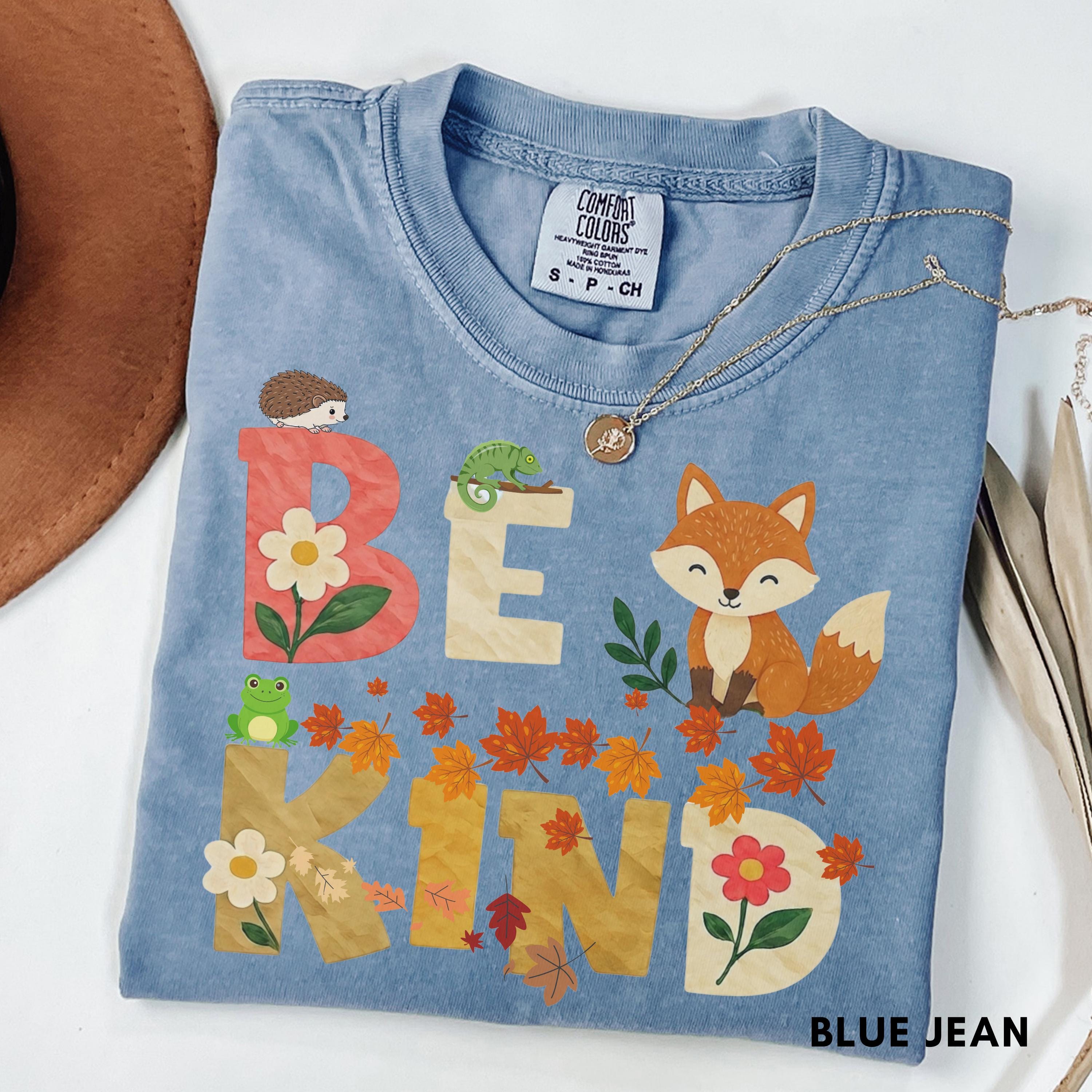 Be Kind Woodland Animals Comfort Colors T-Shirt view 7