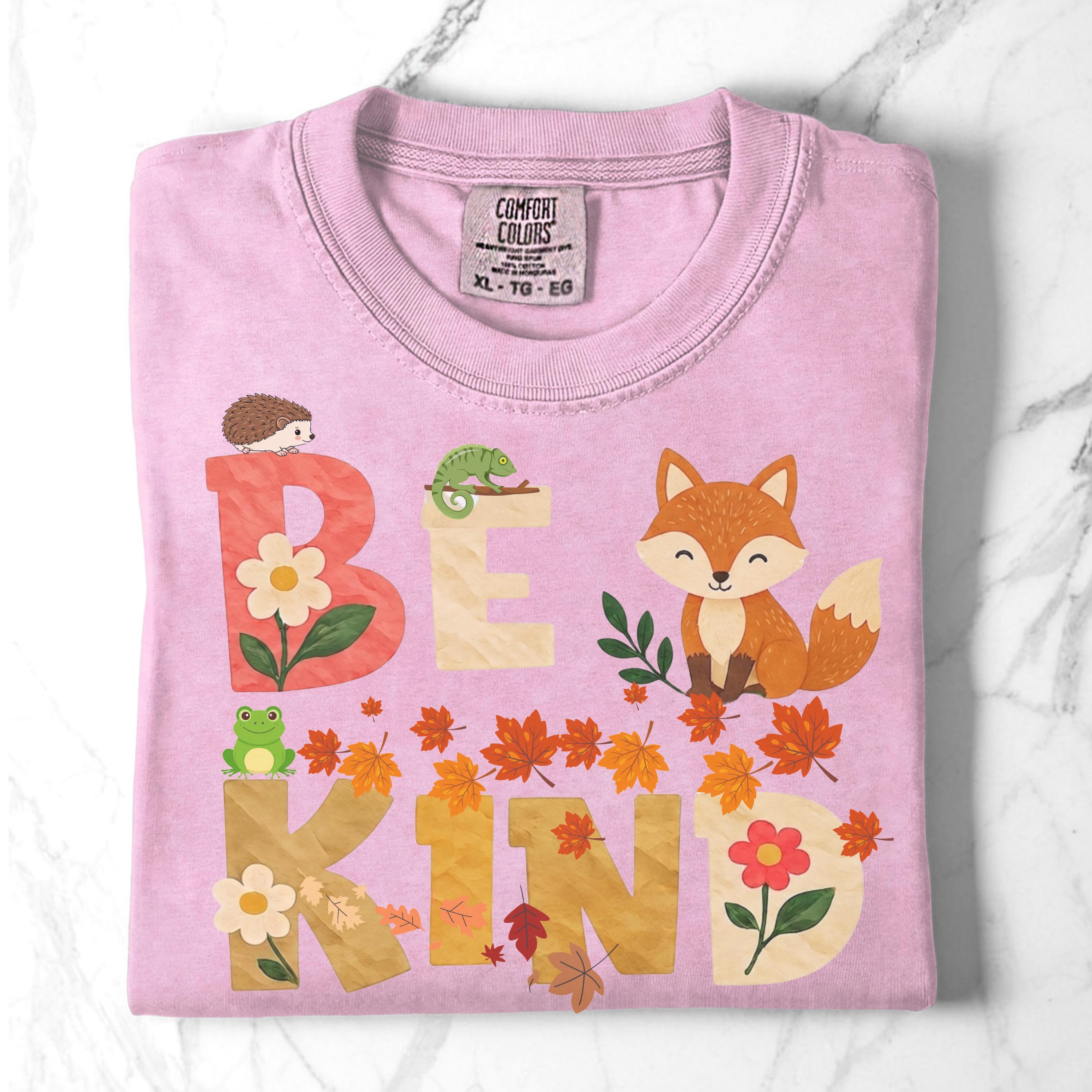 Be Kind Woodland Animals Comfort Colors T-Shirt view 9