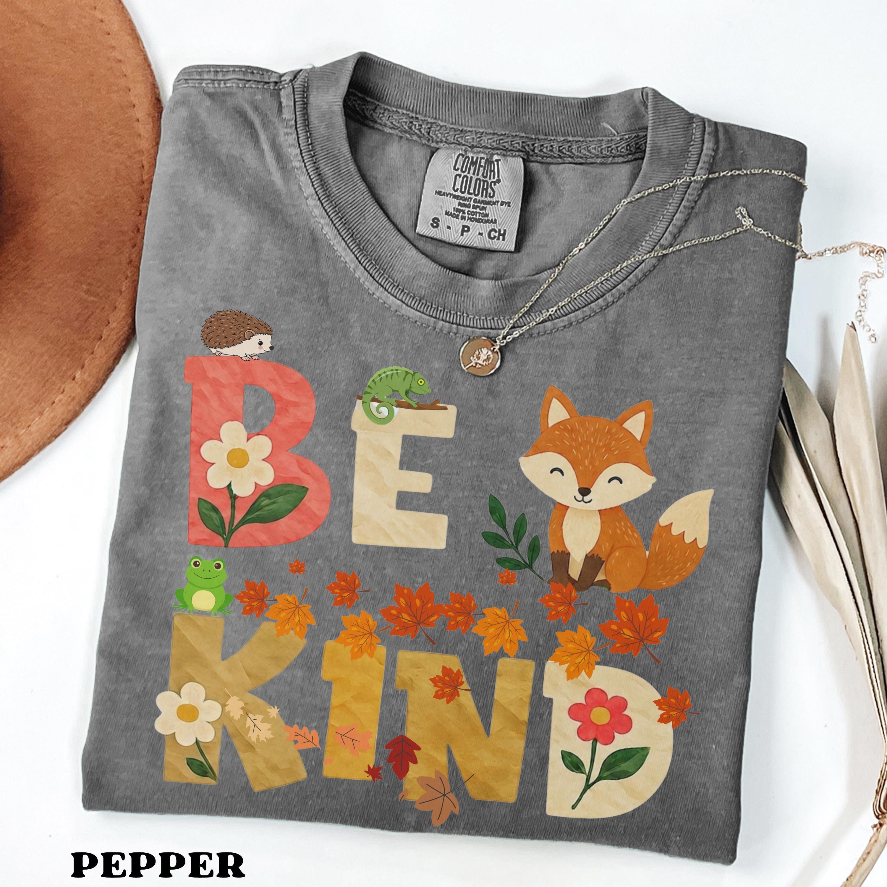 Be Kind Woodland Animals Comfort Colors T-Shirt view 8