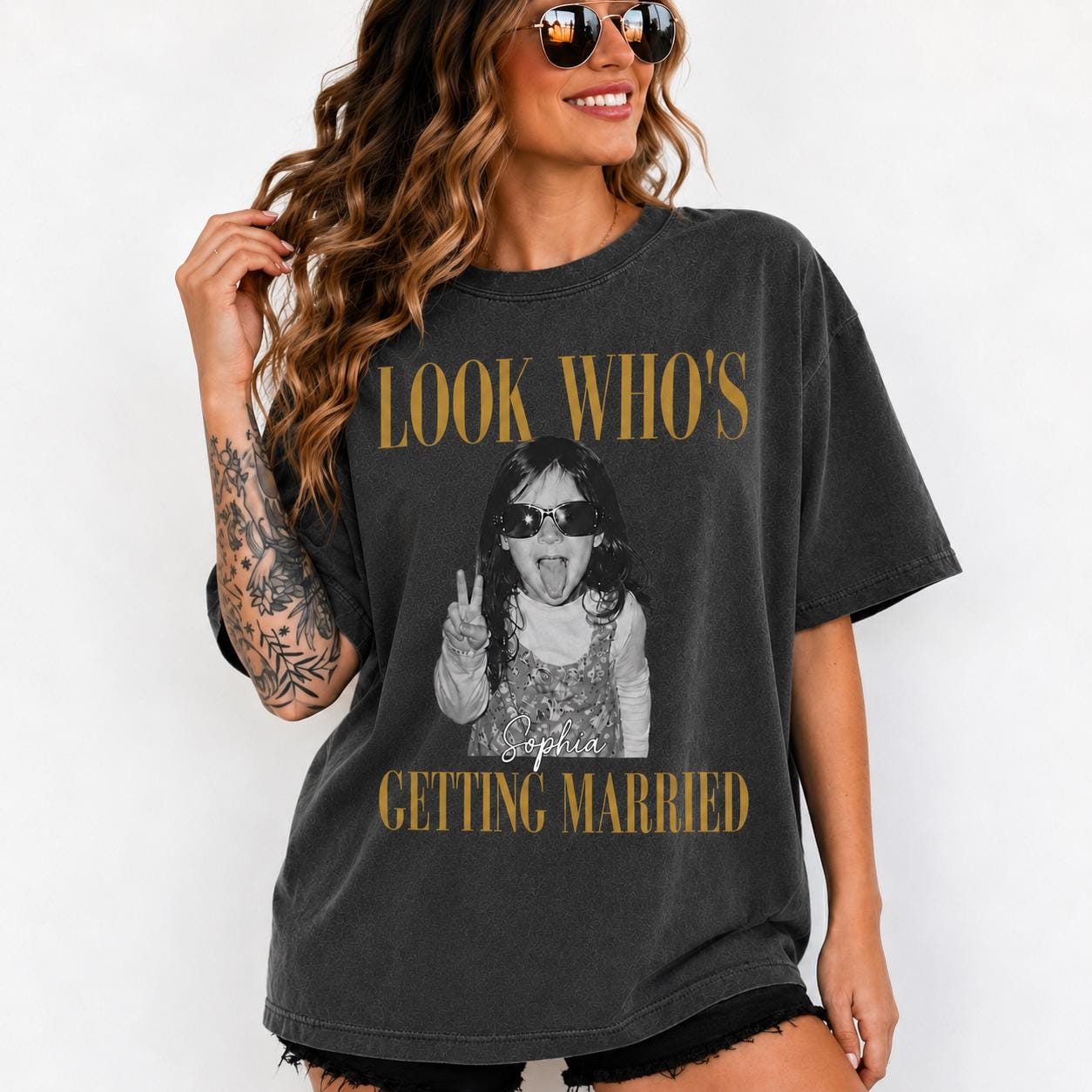 Custom Photo Bride Getting Married T-Shirt view 7