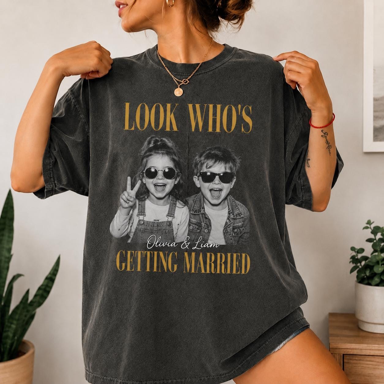 Custom Photo Bride Getting Married T-Shirt view 3