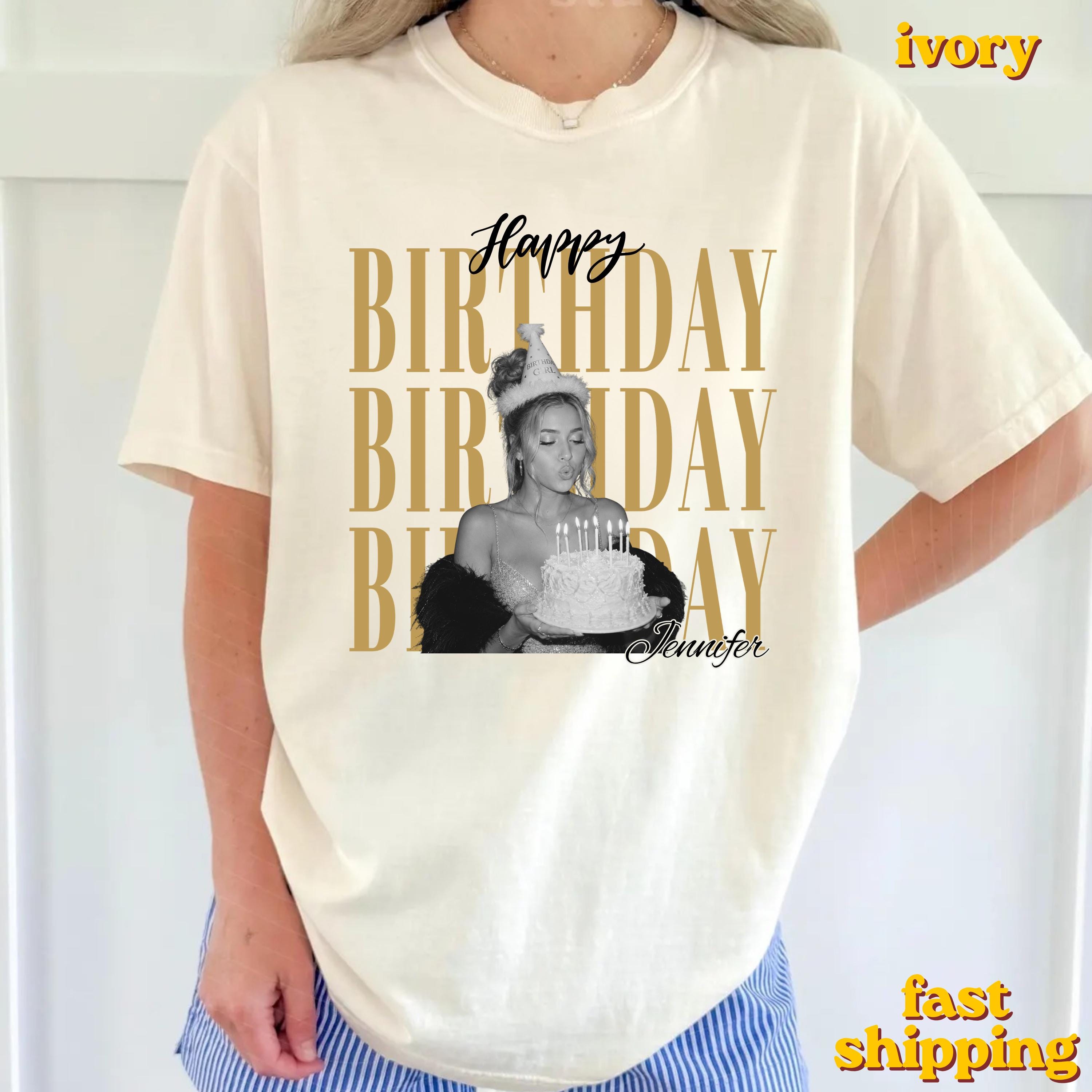 Custom Photo Birthday Matching Crew T-Shirt view 4