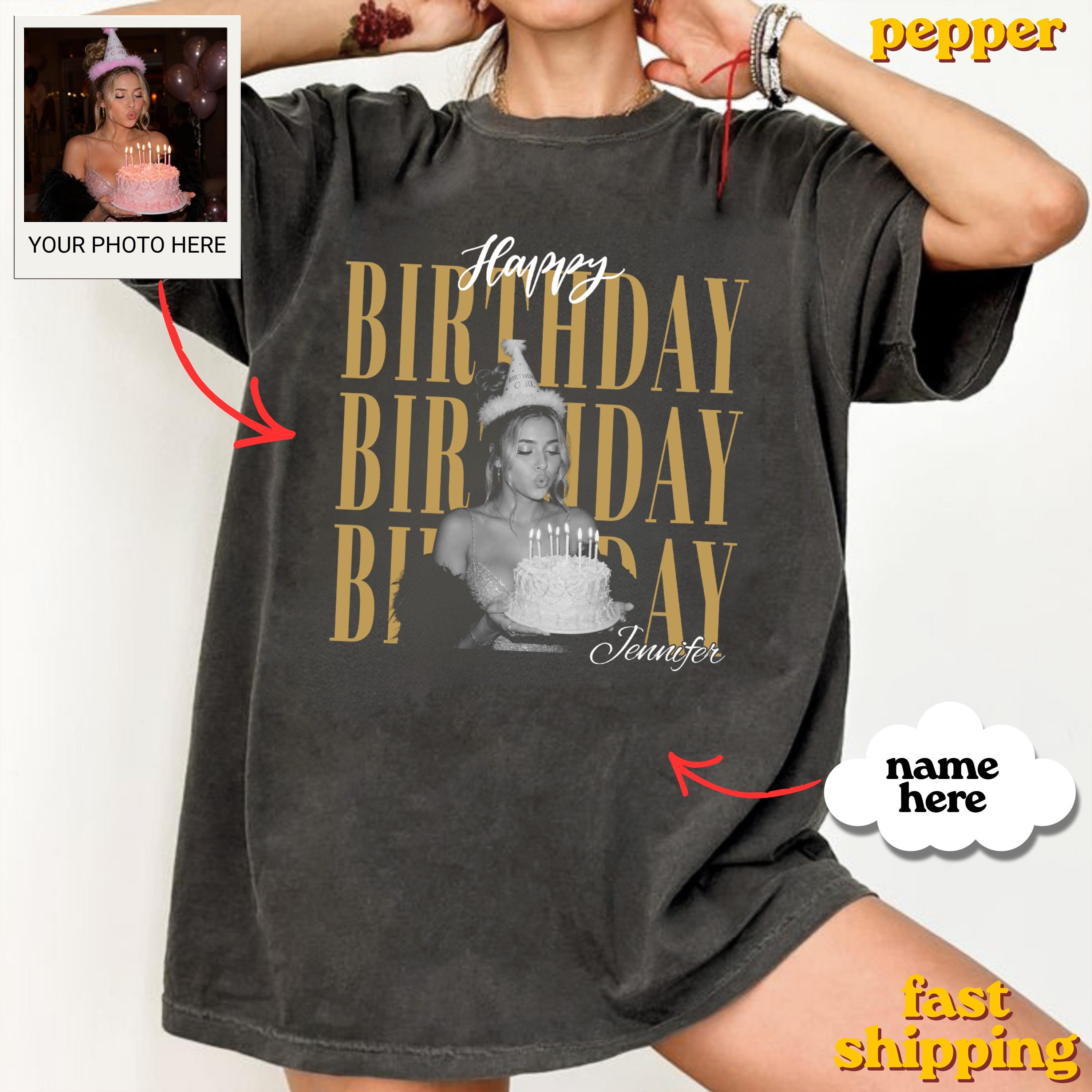 Custom Photo Birthday Matching Crew T-Shirt