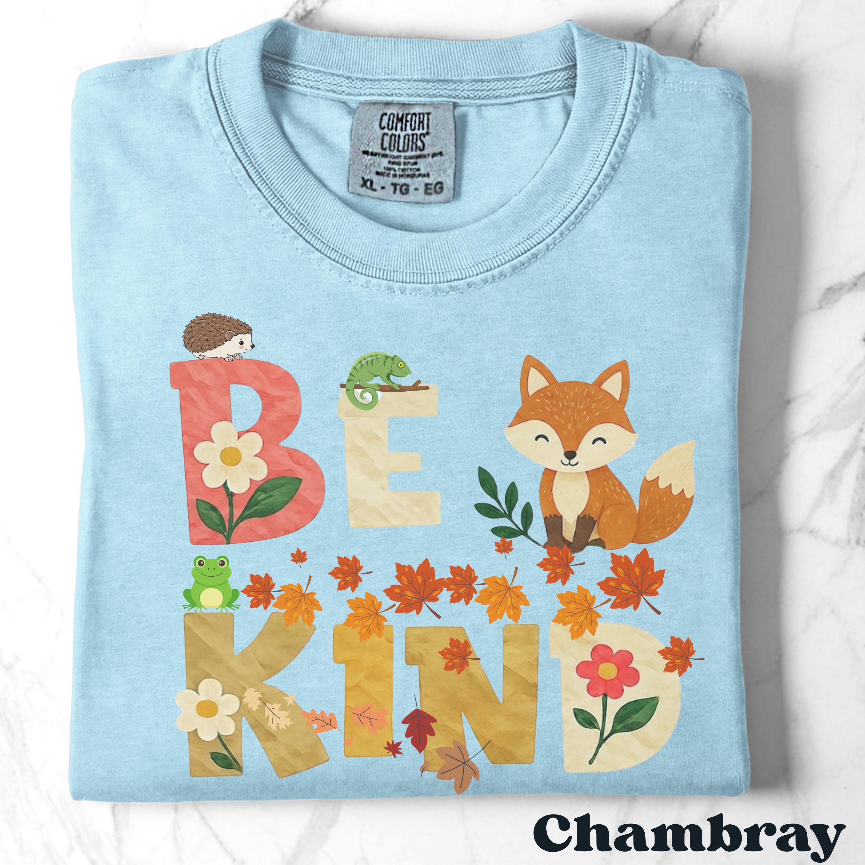 Be Kind Woodland Animals Comfort Colors T-Shirt view 5
