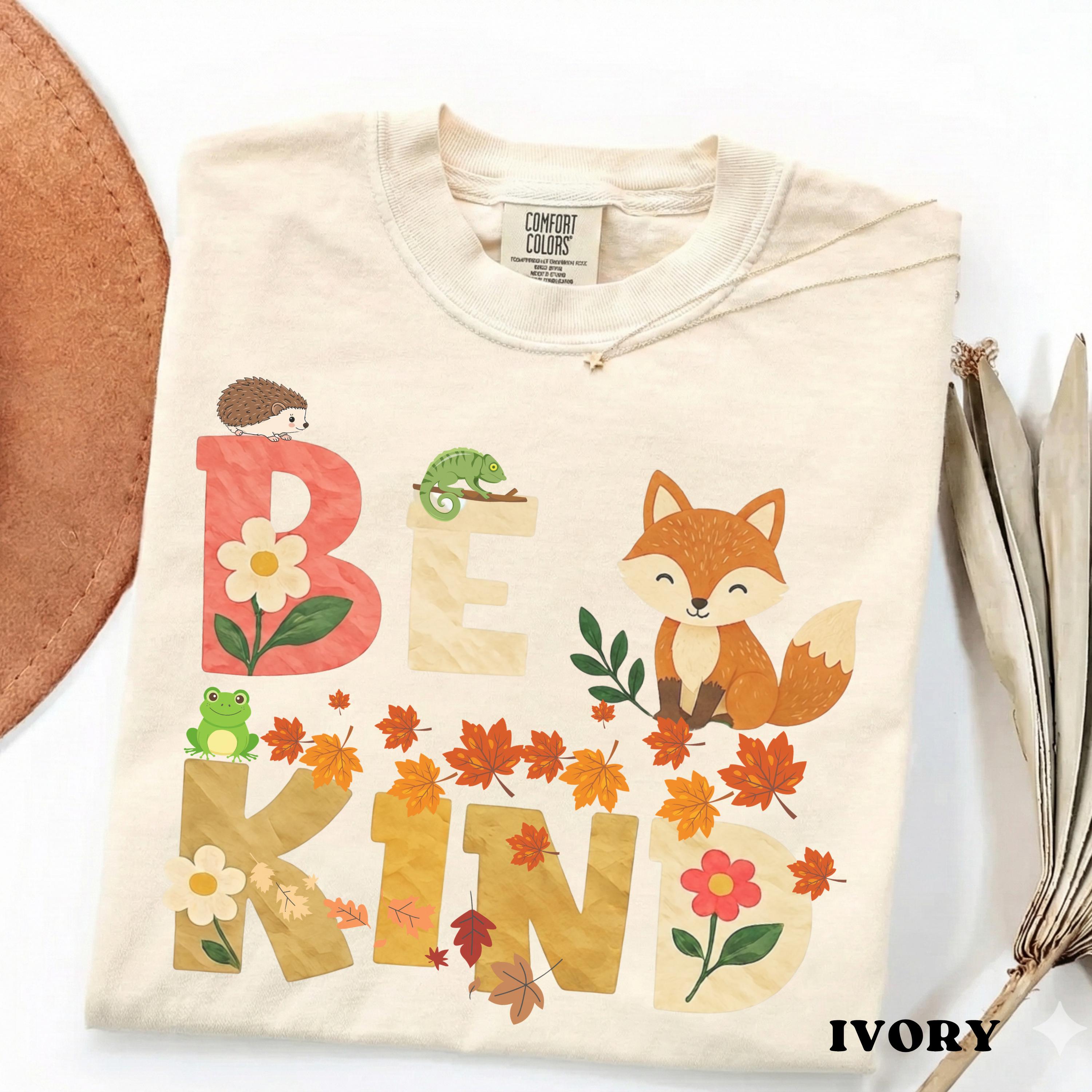 Be Kind Woodland Animals Comfort Colors T-Shirt view 3