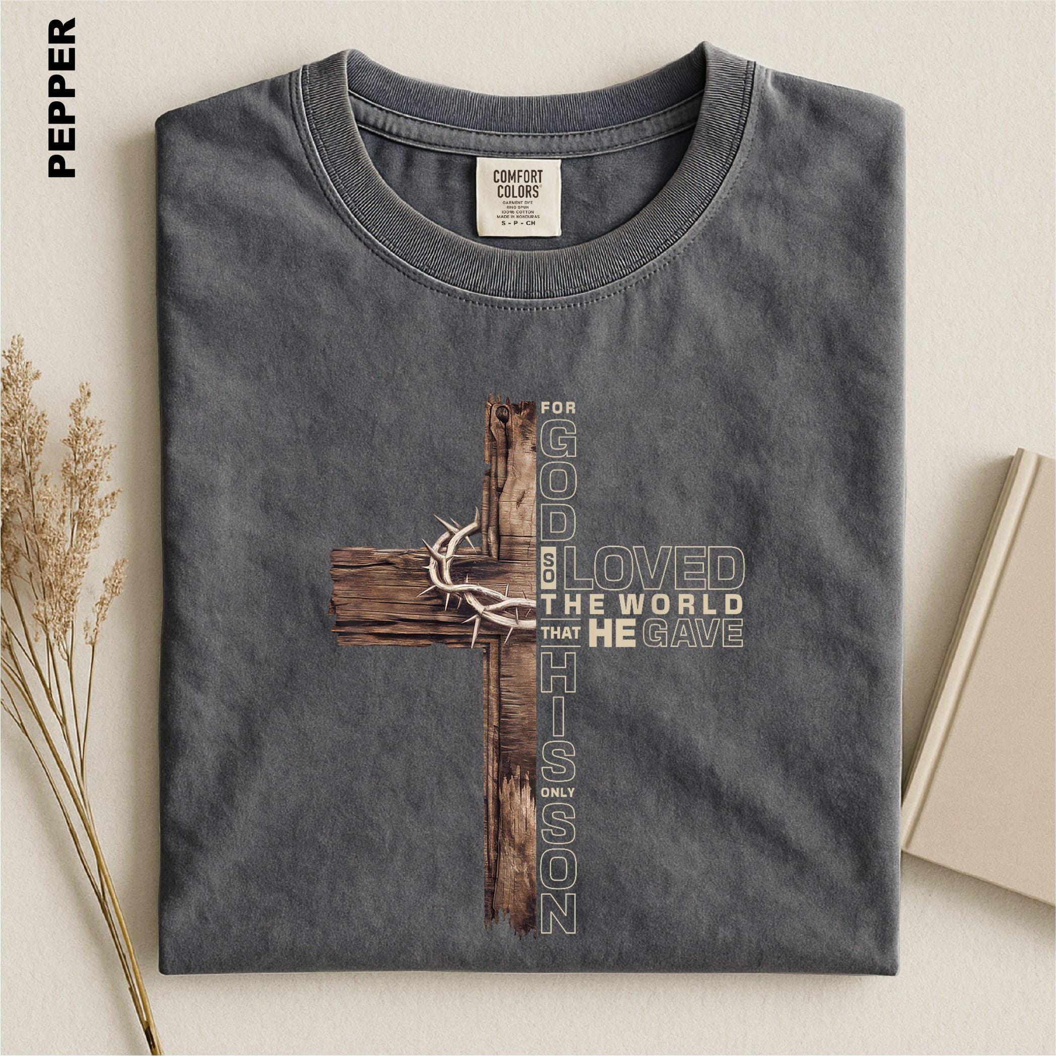 John 3:16 Rustic Wooden Cross Christian T-Shirt