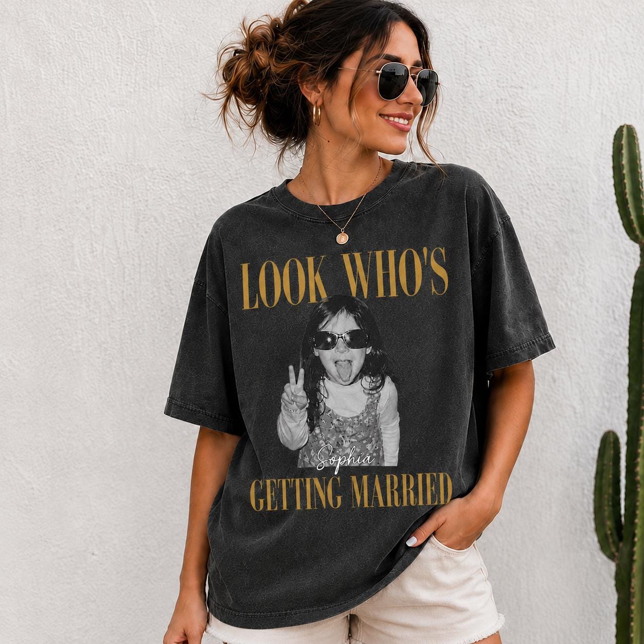 Custom Photo Bride Getting Married T-Shirt view 5