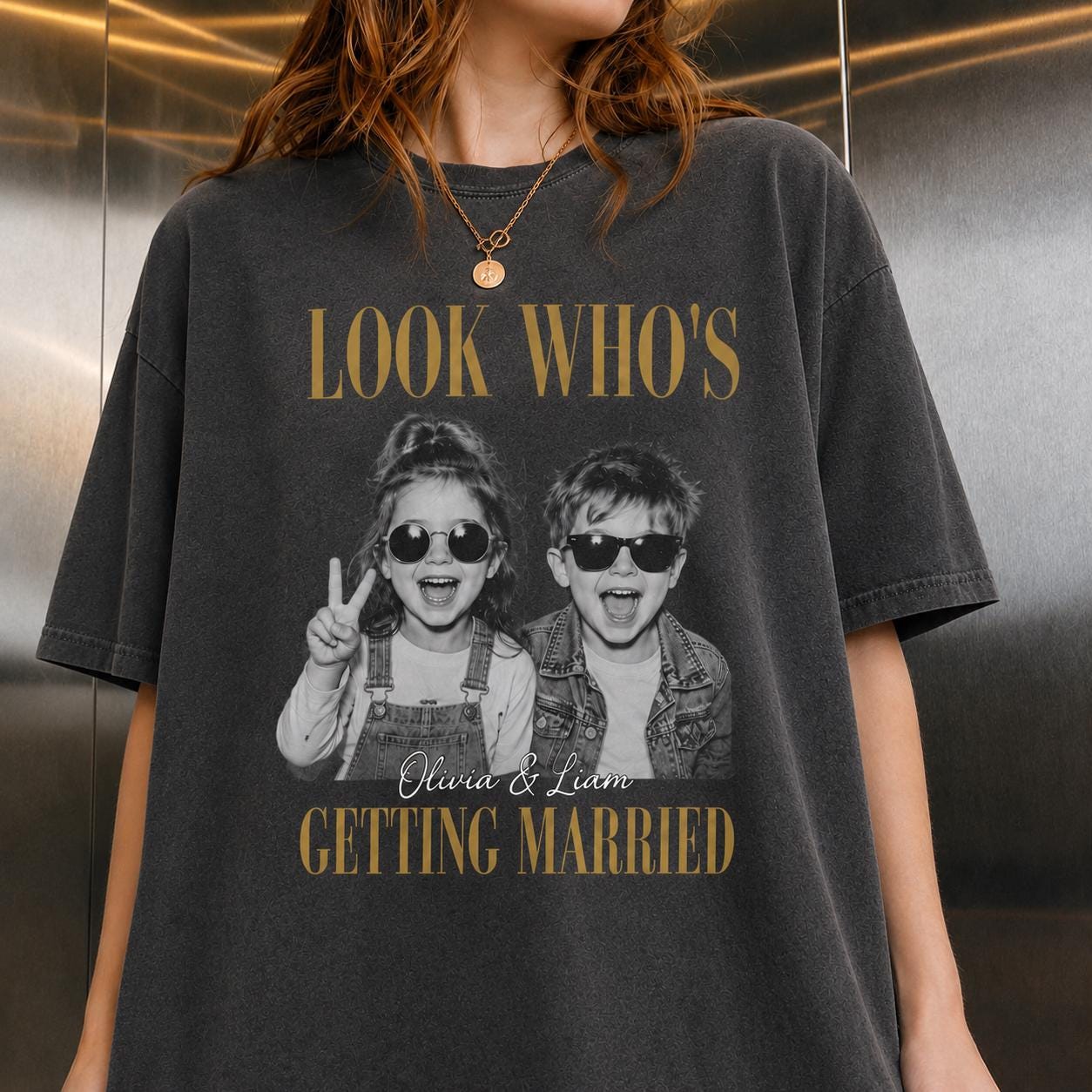 Custom Photo Bride Getting Married T-Shirt view 1