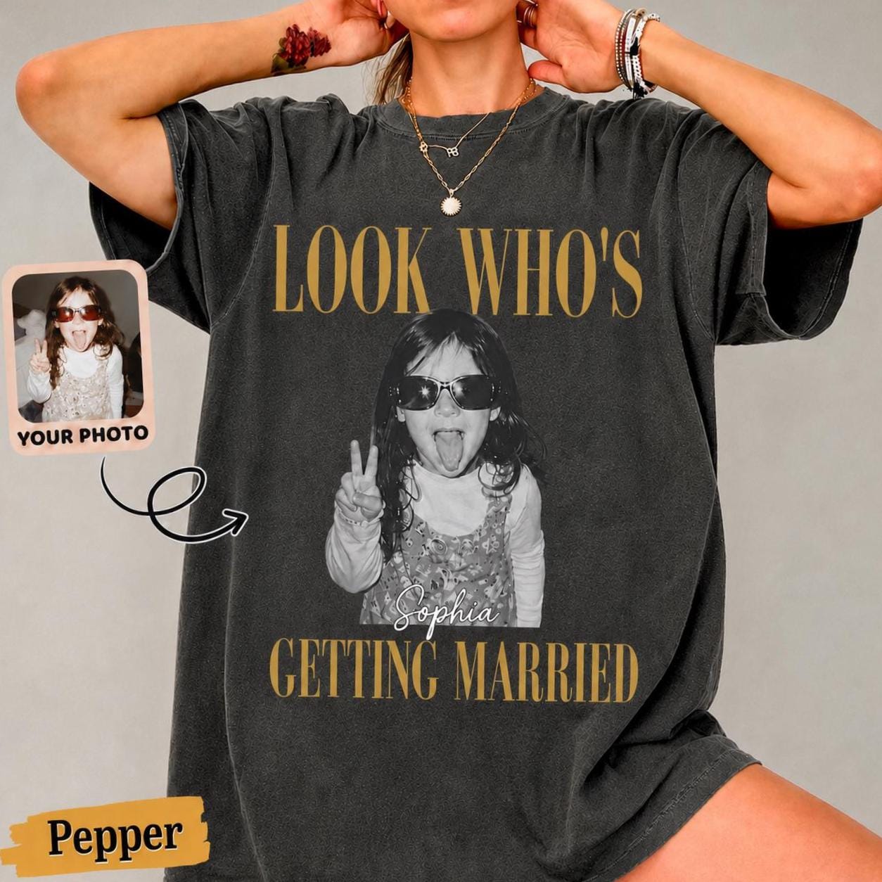 Custom Photo Bride Getting Married T-Shirt