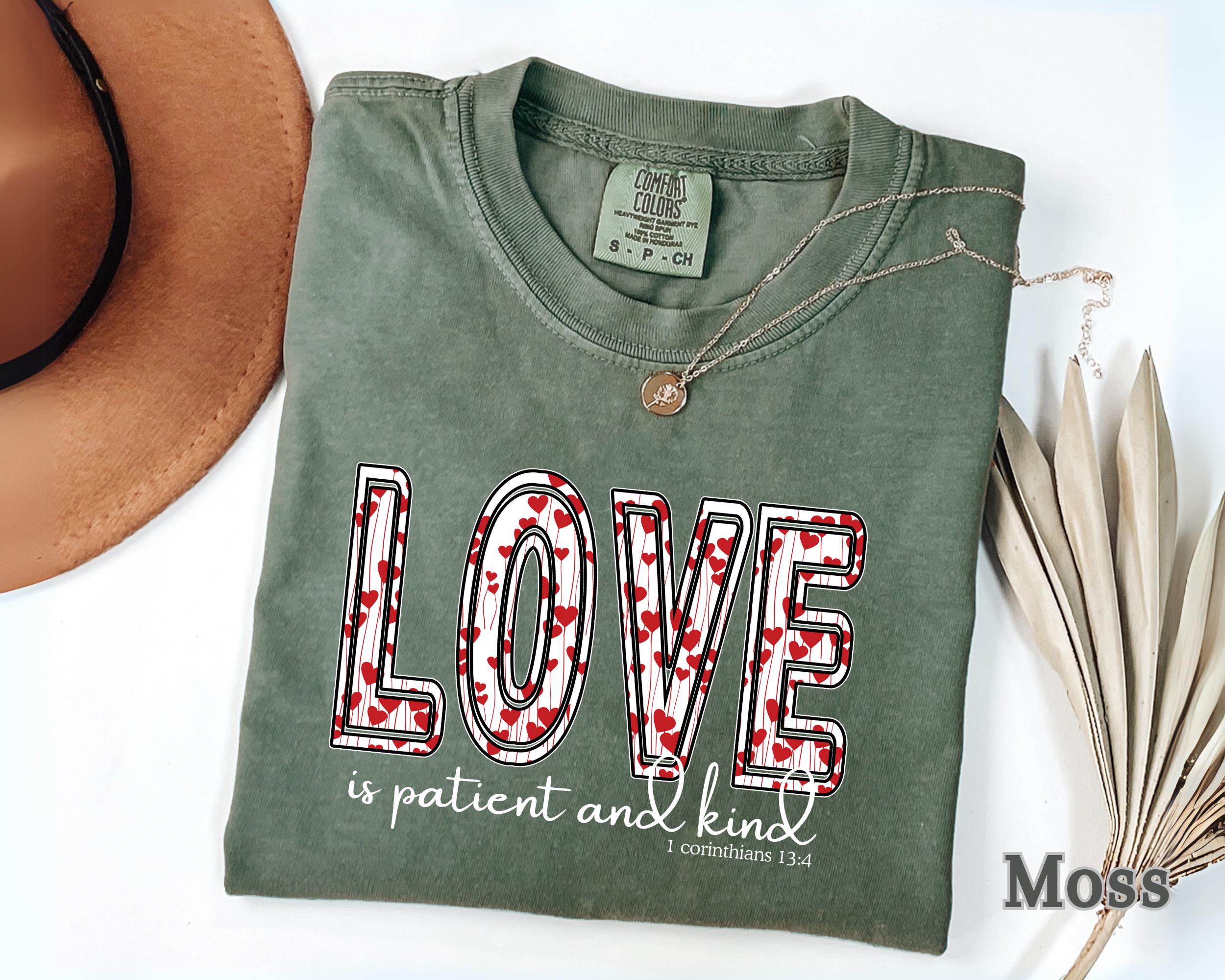 Love Is Patient And Kind Bible Verse Coquette Bow T-Shirt